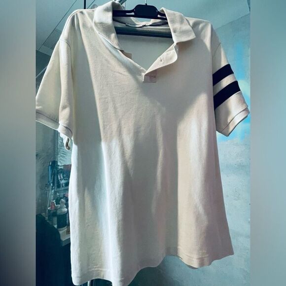 Vintage Moncler Polo Shirt - size XL - Short Sleeve - White - Black Trim - Y2K - Picture 2 of 9